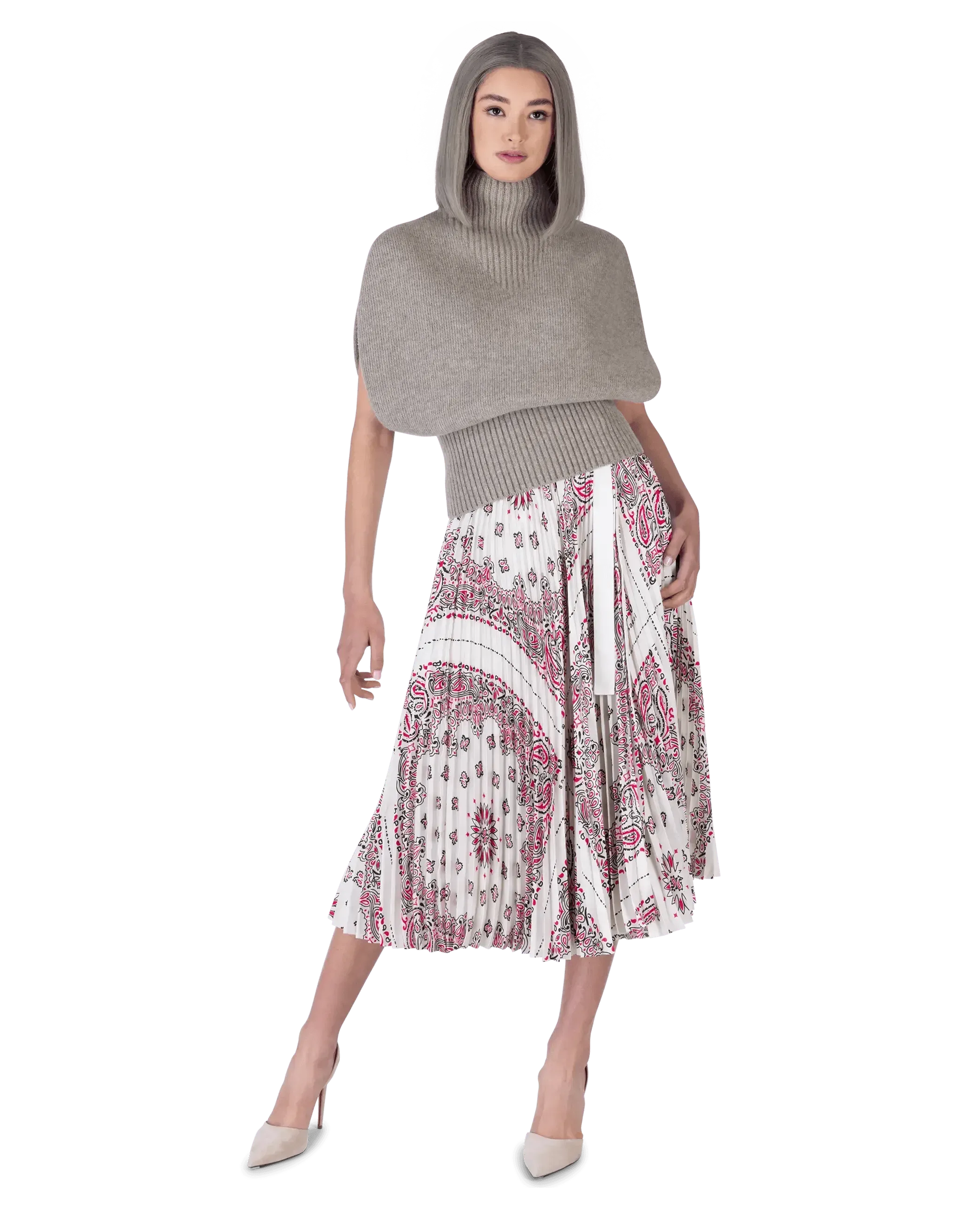 Sacai Pleated Skirt Paisley Print