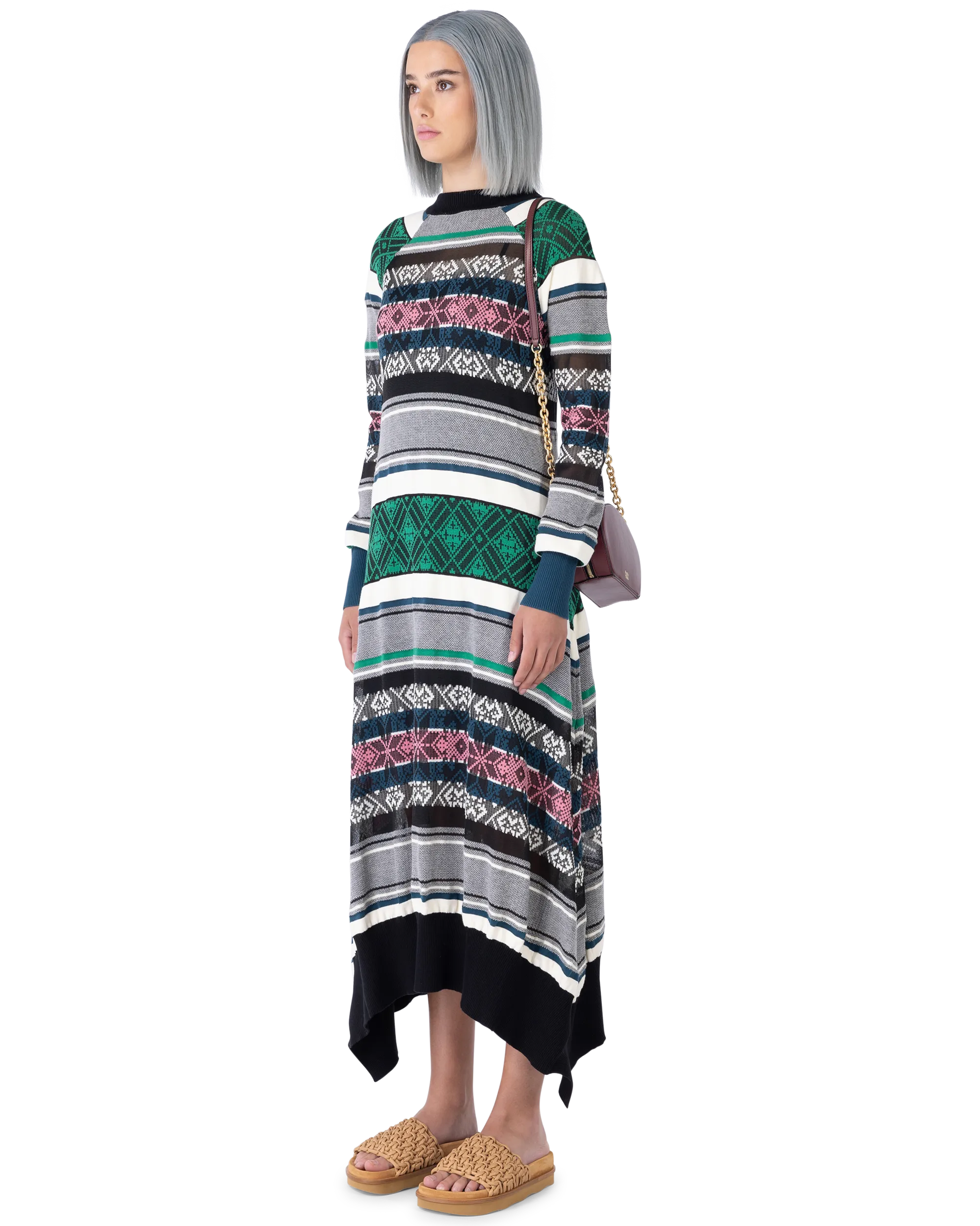 Jacquard Knit Sweater Dress