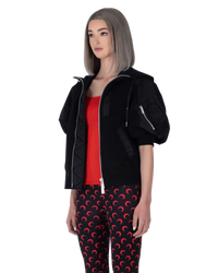 Short Sleeve Hooded Zipup Jacket