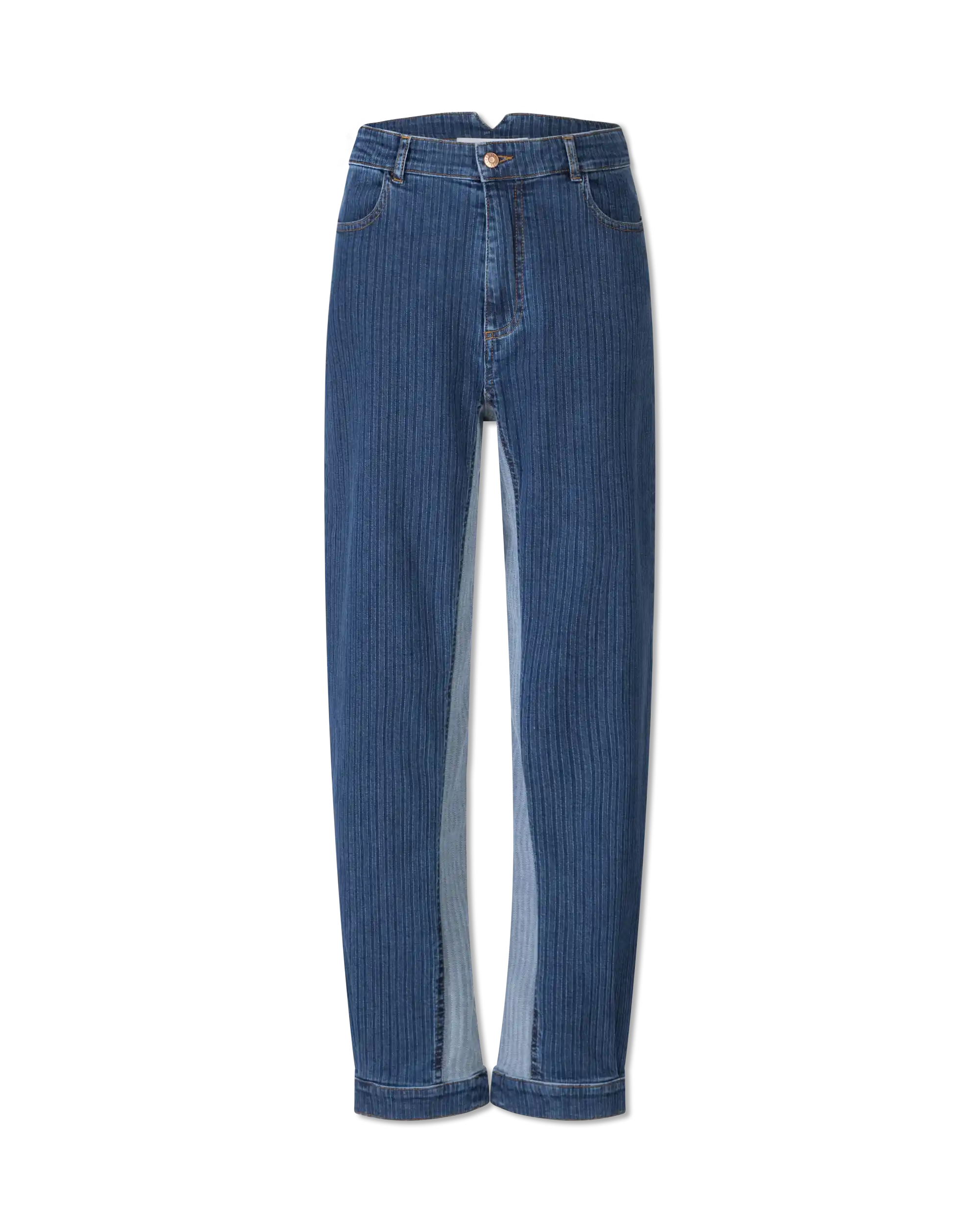 High Waisted Striped Straight Leg Jeans