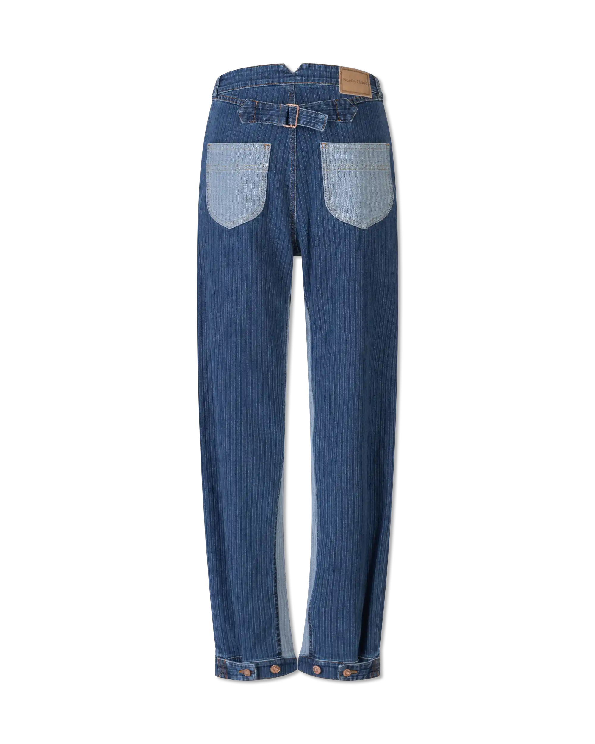 High Waisted Striped Straight Leg Jeans