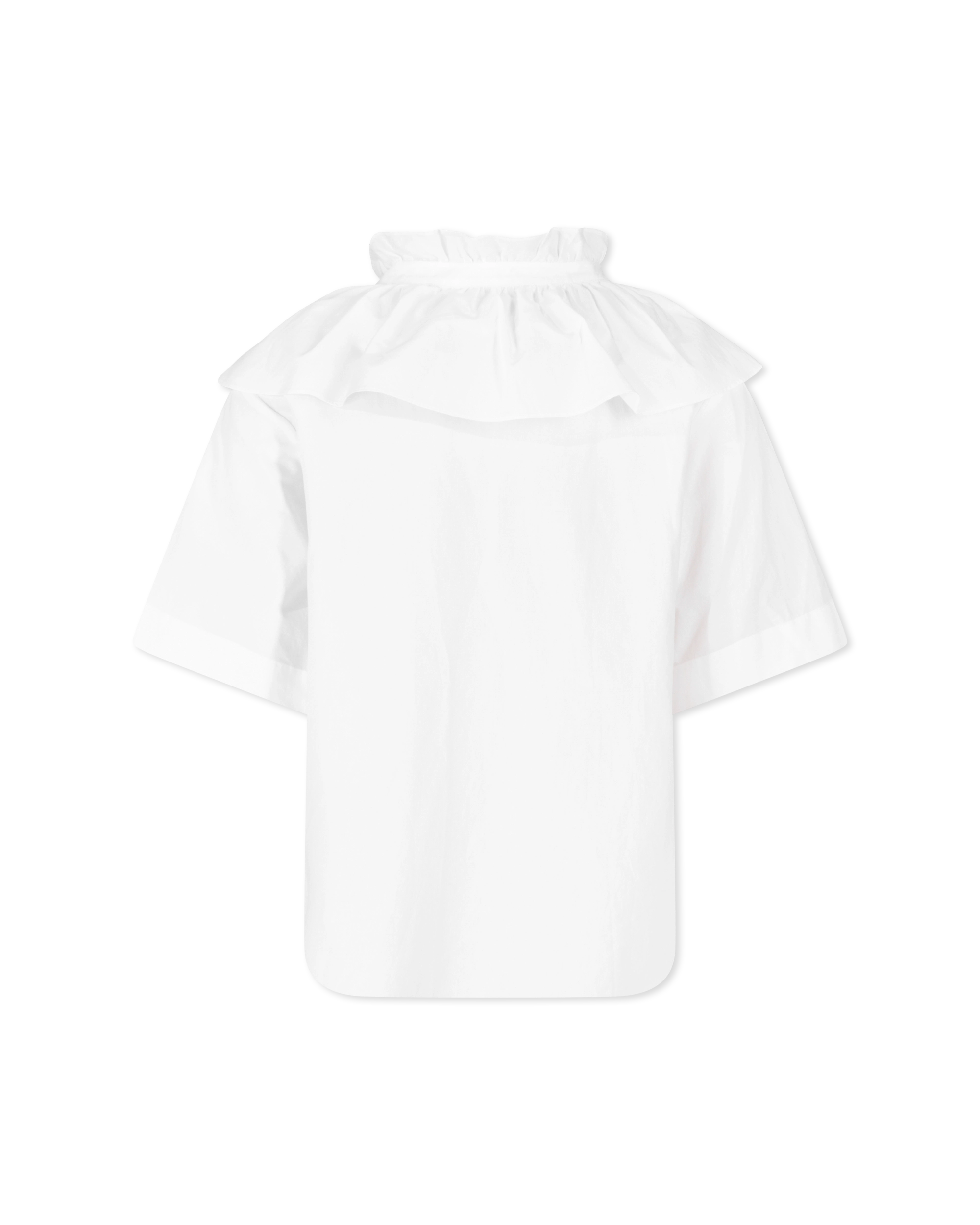 Short Sleeve Poplin Ruffled Shirt