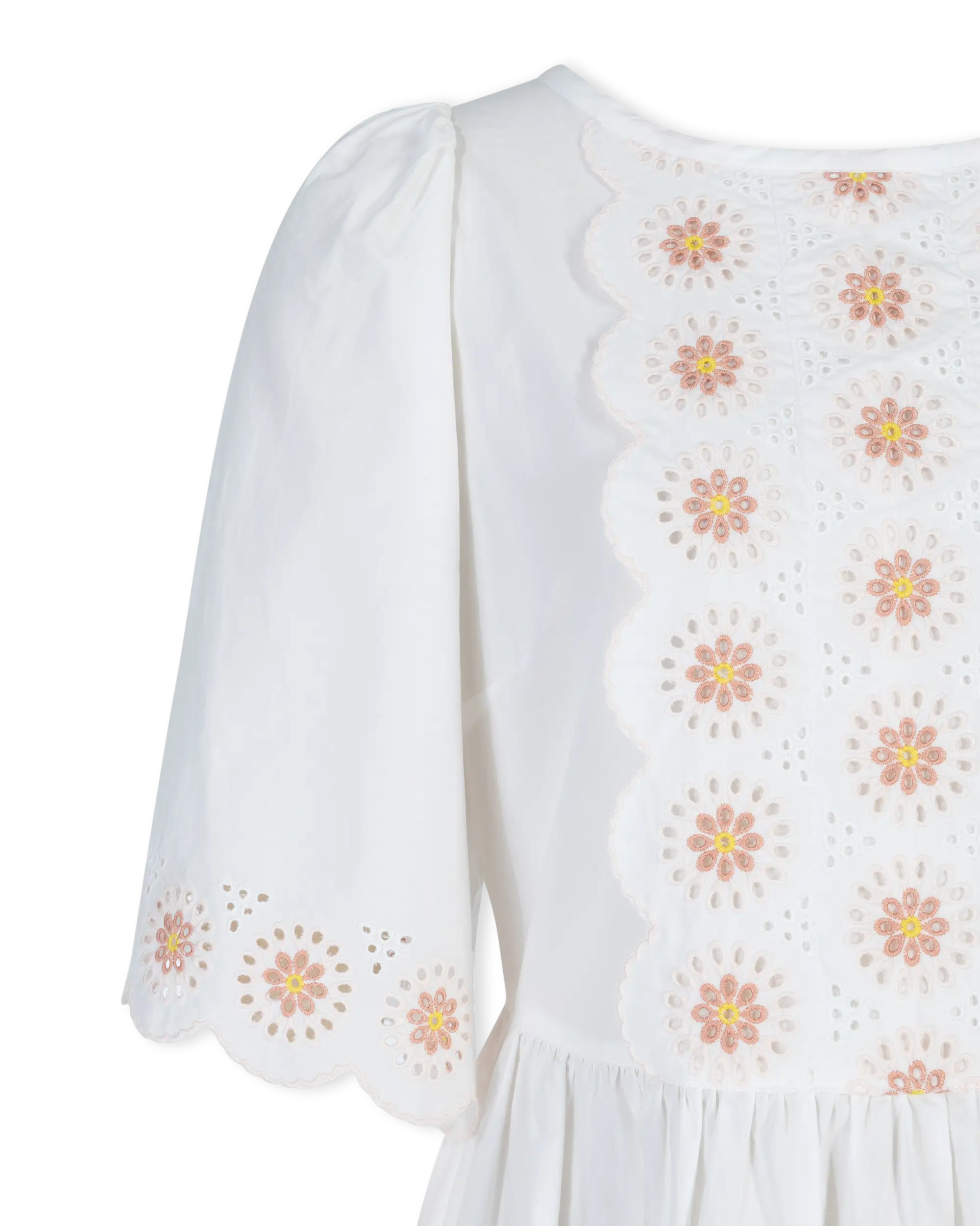 Floral Embroidered Short Sleeve Dress