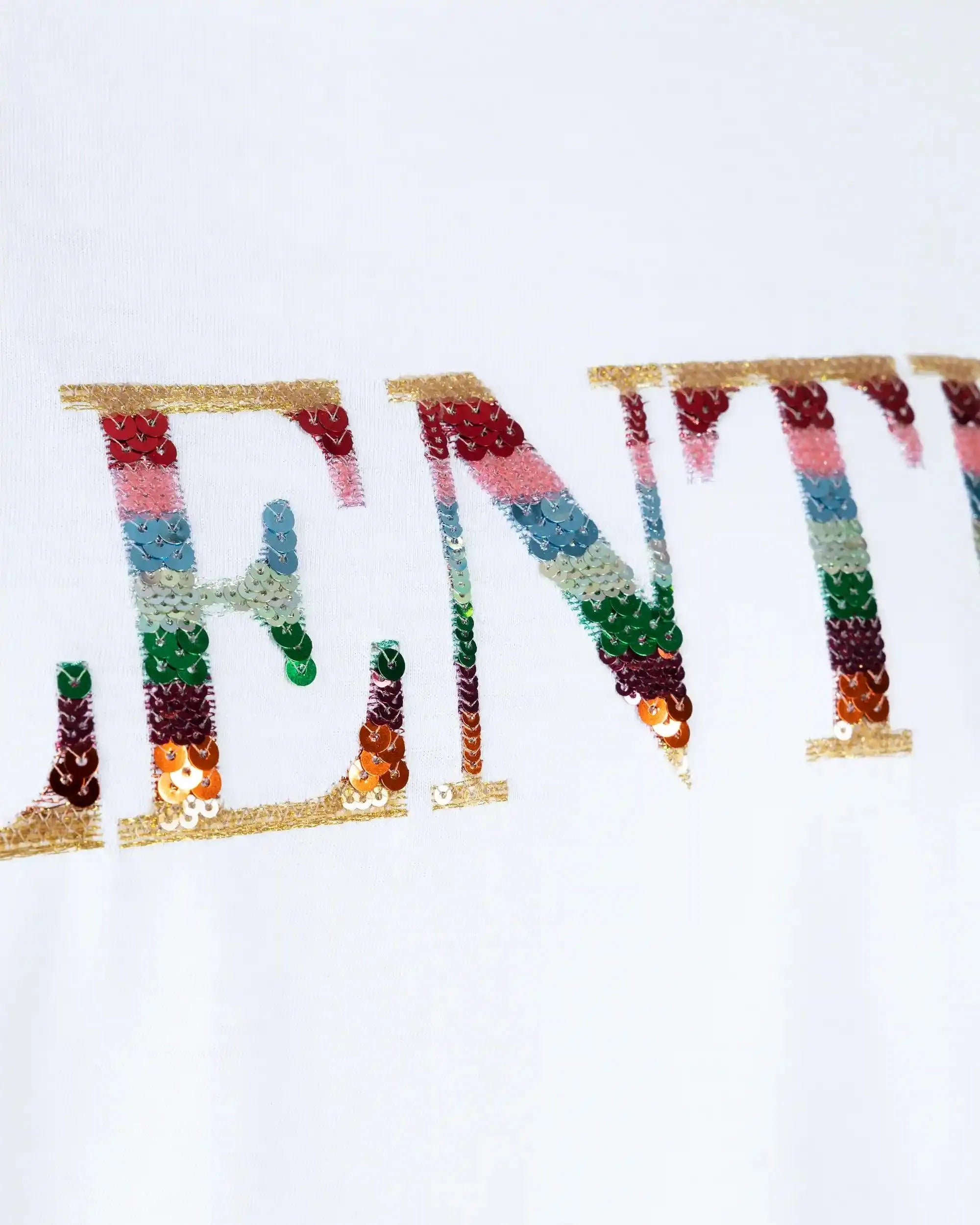 Sequined Logo Short Sleeve Tshirt