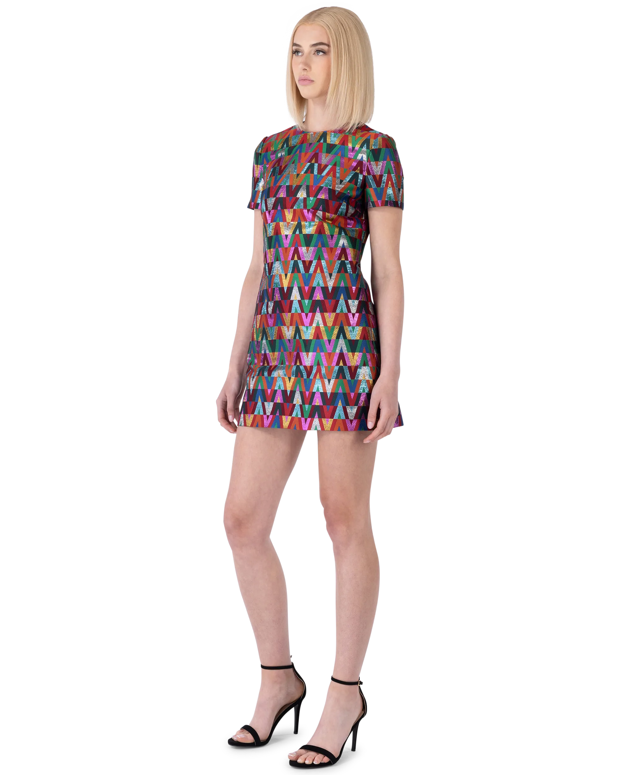 V Optical Multicolor Printed Mini Dress