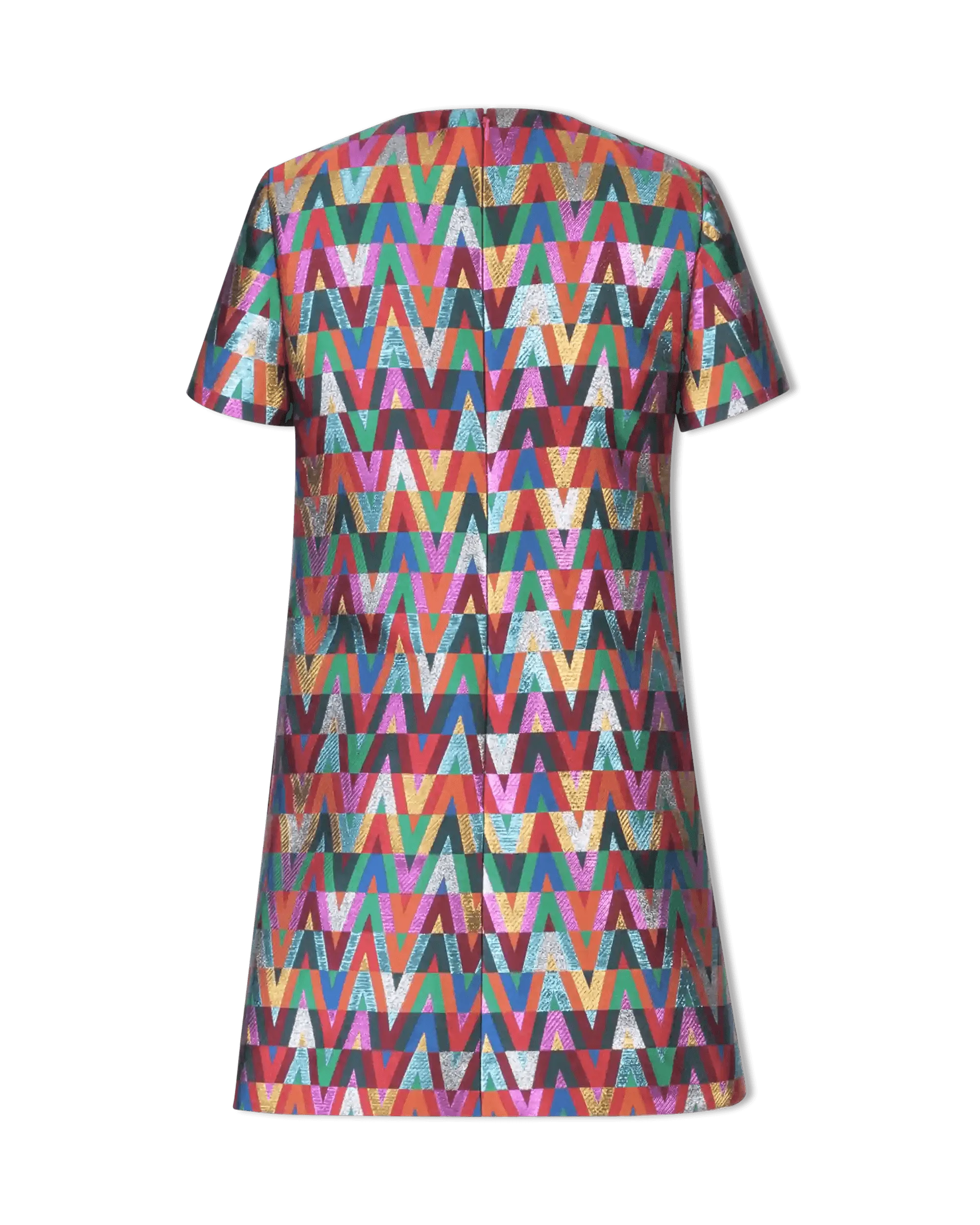 V Optical Multicolor Printed Mini Dress - DIHSAN