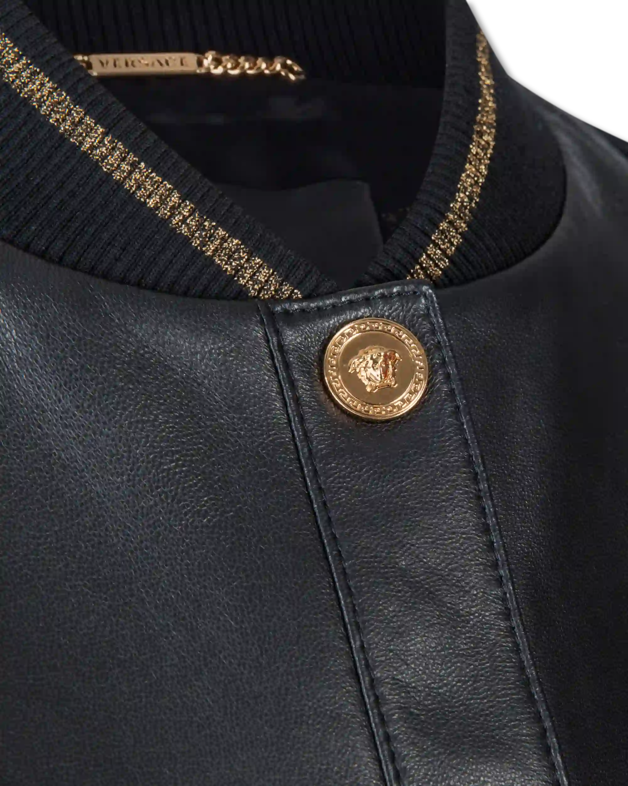 Jacquard Monogram Leather Bomber Jacket